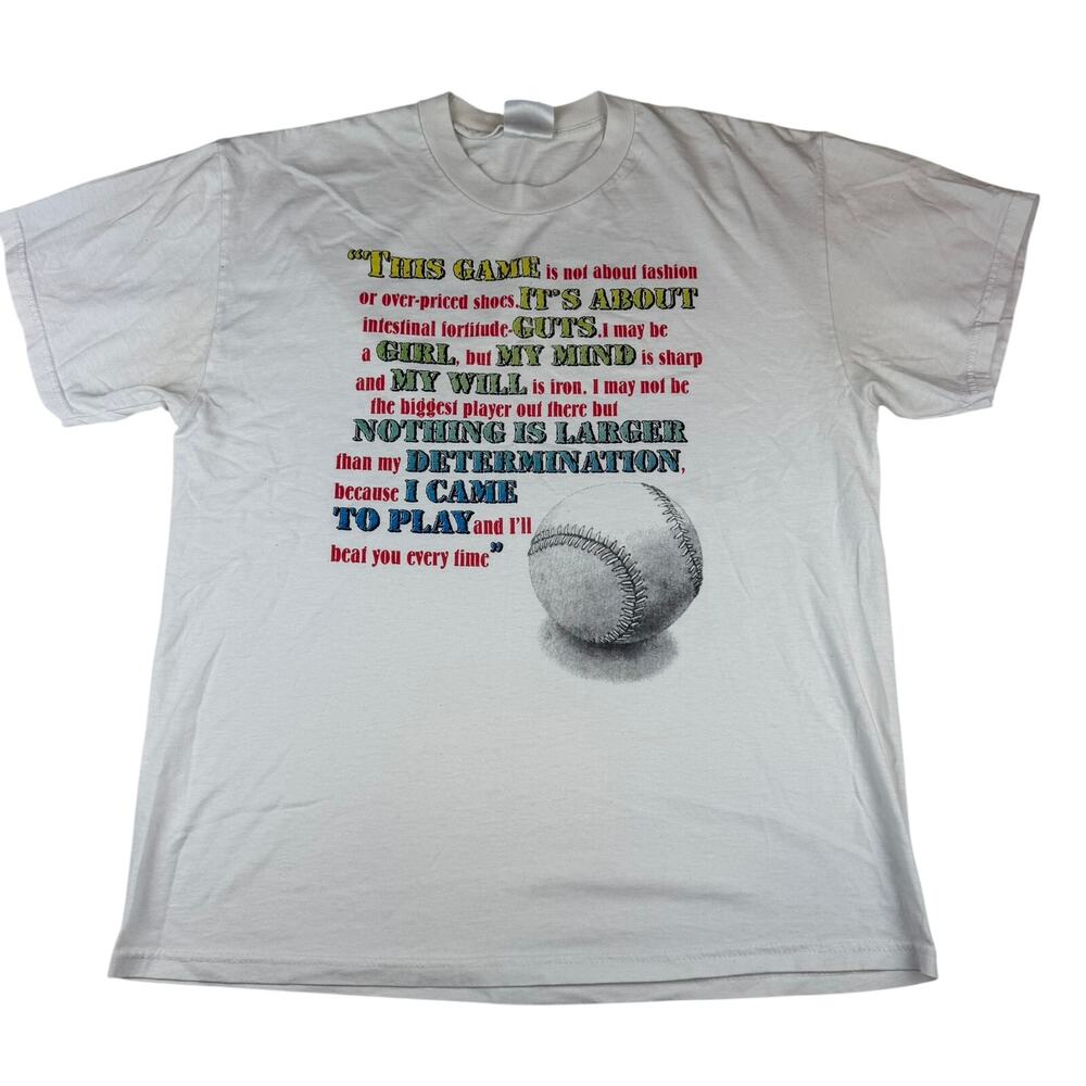 Hanes Vintage Softball Girl Power Quote T-Shirt XL
